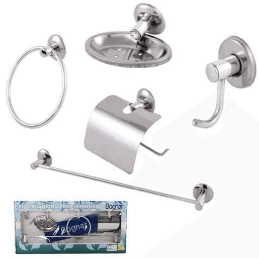 Kit 5 Acessorios P/ Banheiro Porta Toalhas Papel Saboneteira 41724 - Bognar