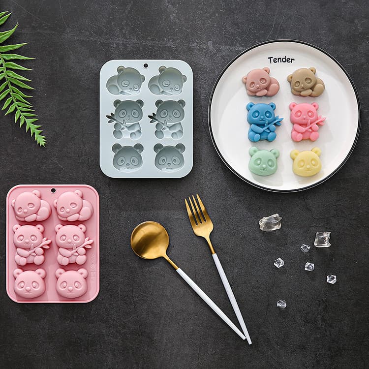 Molde De Silicone Com Tema De Panda De 6 Cavidades , Sorvete De Animal De Desenho Animado , Gelatina De Chocolate , Deco