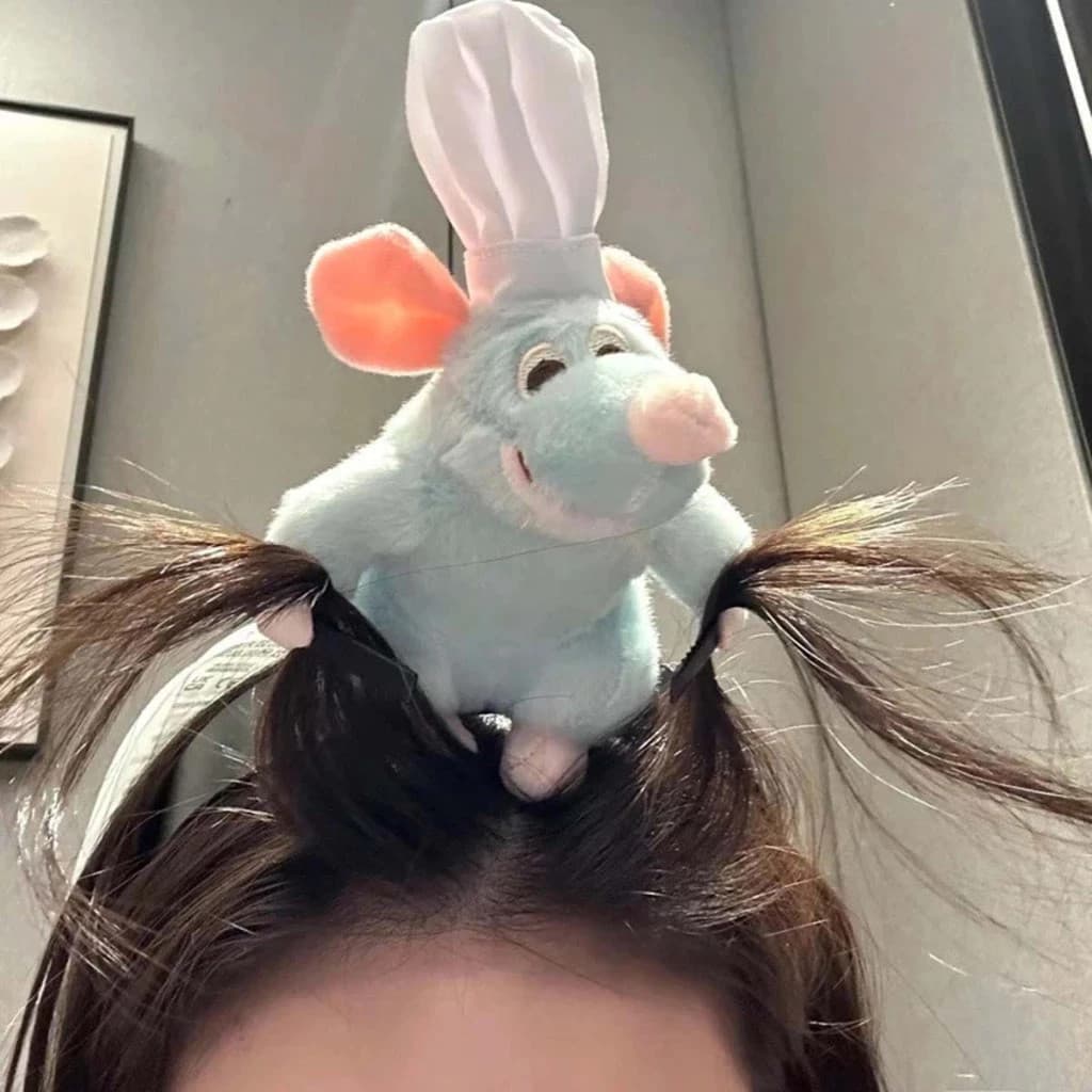 < Cooking Mouse King > Tiara de boneca de pelúcia de animação - Acessórios de pelúcia fofos para meninas