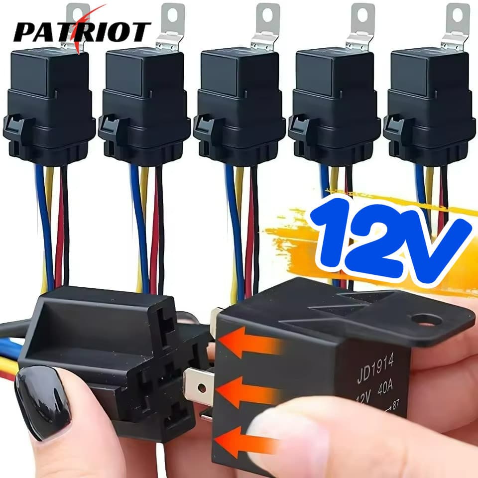 Relé Automotivo 40A Plug-in De 5 Pinos De Alta Potência Com Soquete , Revestimento Retardador De Chamas ABS Para Faróis