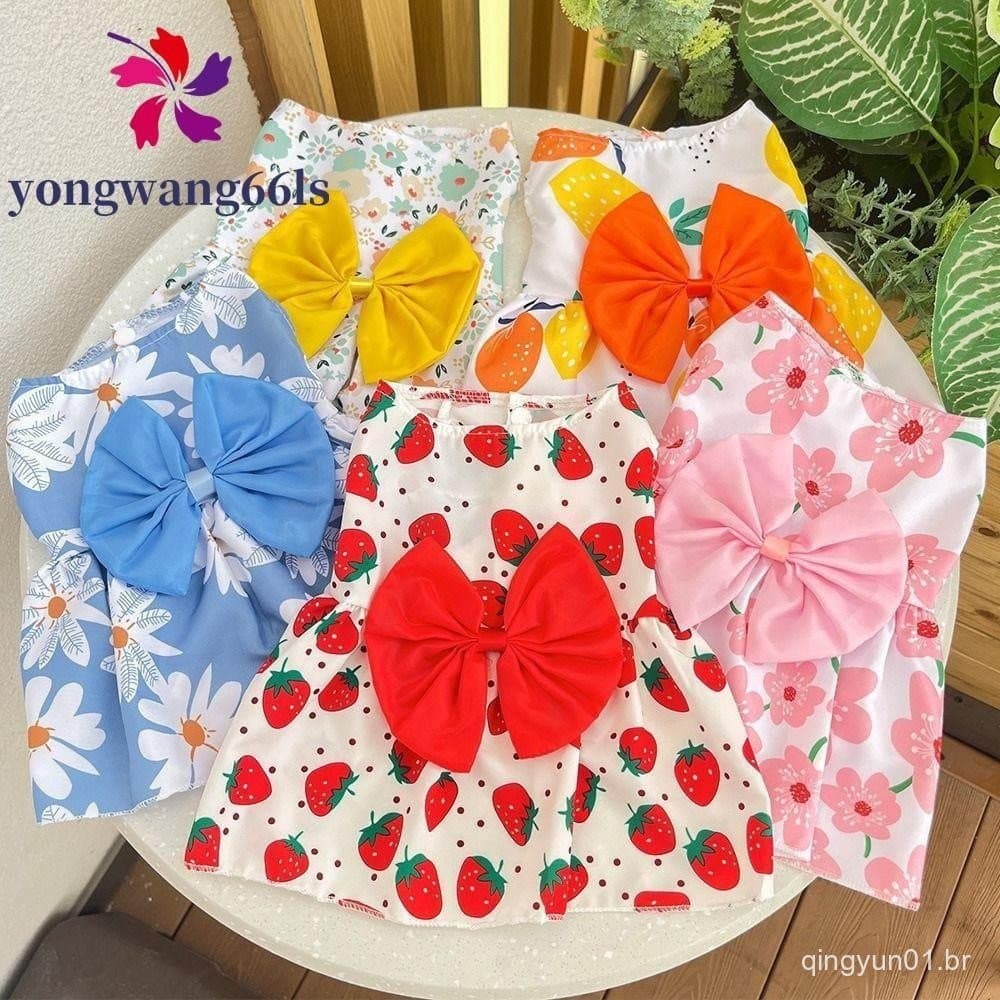YONGWANG Vestido Para Cachorro E Gato , Saia De Princesa Com Estampa Floral XS-XXL , De Noiva Fofa Laço Animais De Estim