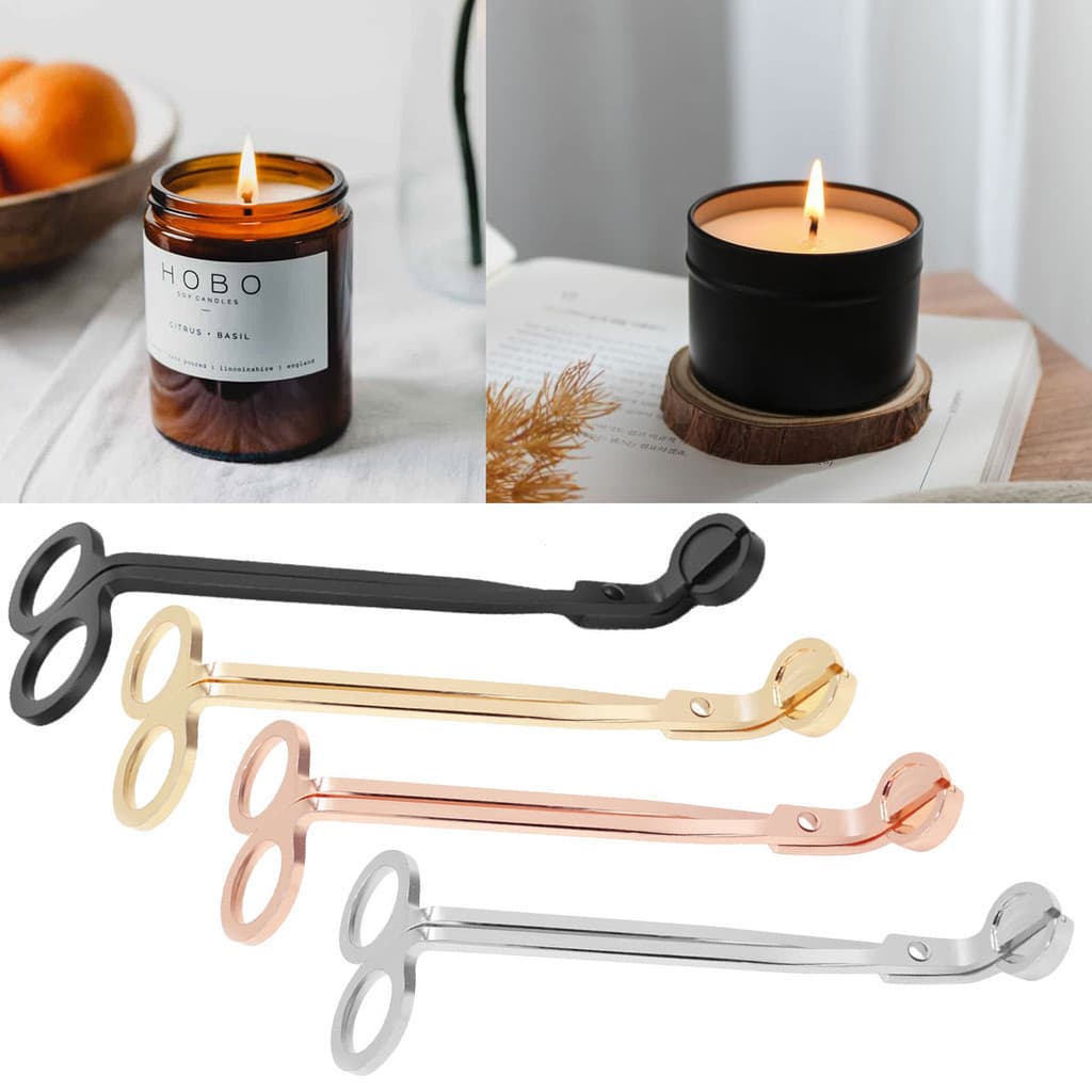 Útil 18cm Vela Pavio Trimmer Aço Núcleo Tesoura Ouro Inoxidável Preto Guarnição Cortador Para Fazer Velas Ferramenta DIY