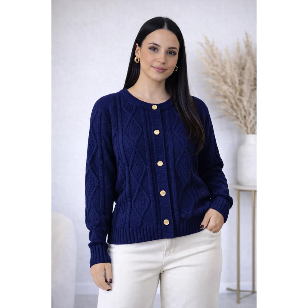 Cardigan Feminino Tricot Com Botões Moda Inverno Confortável