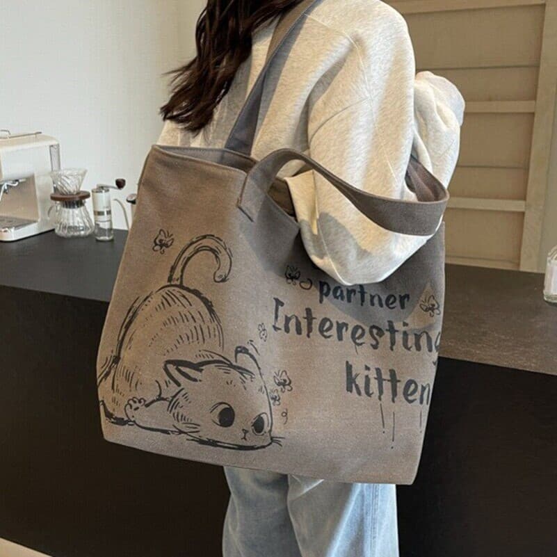 Casual grande capacidade lona sacola feminina 2026 novo estilo verão Commuter bolsa de ombro passeio portátil saco de co