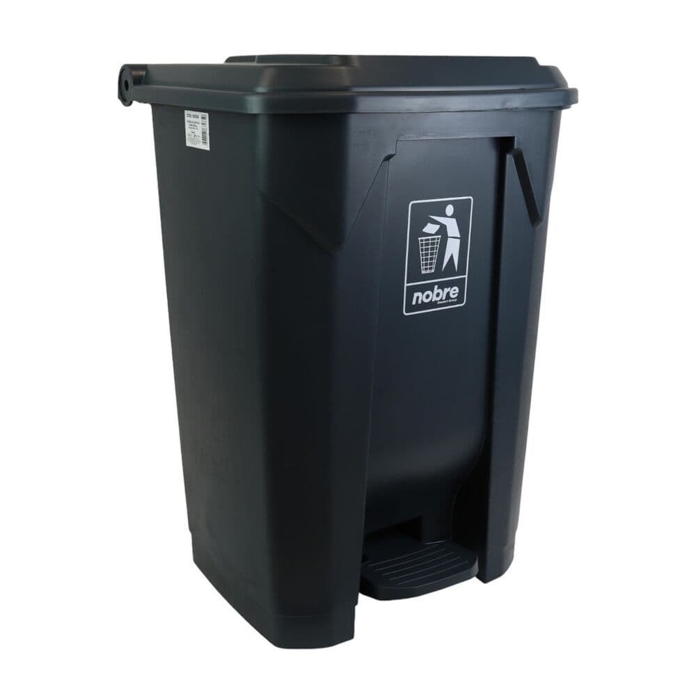 Lixeira Plástica com Pedal 80L Cinza Áreas Externas Grande – Nobre | Higiene e Praticidade 🗑️