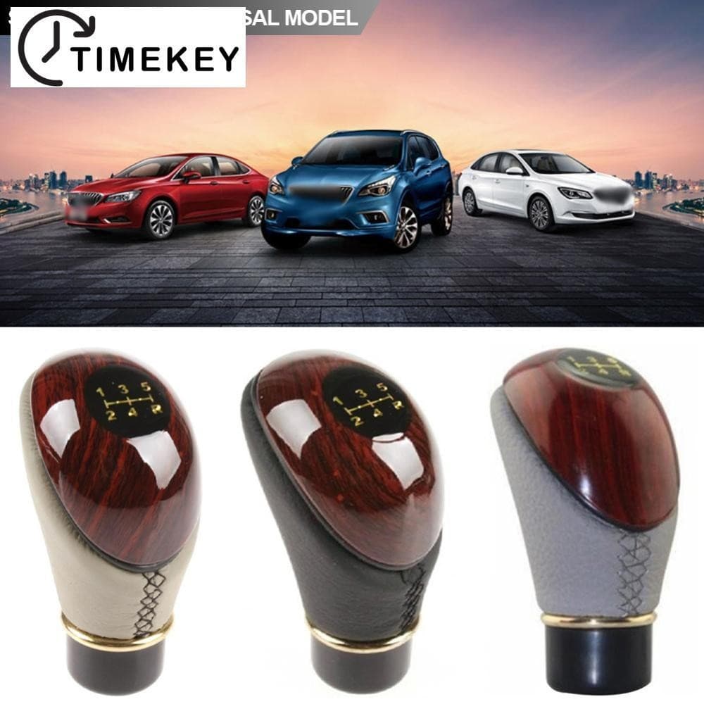 TKEY Universal Carro 5 Velocidade Alavanca Shift Knob De Madira PUCaminhão DeCoro Manual Engrenagem Vara Acessórios J8S5