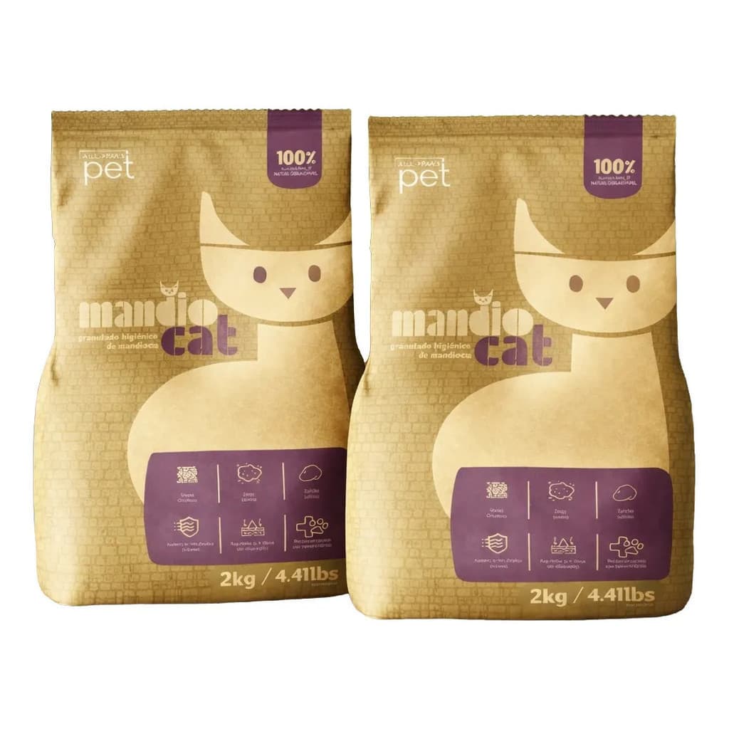 Kit 2 Areias Higiênica Gato Mandio Cat Biodegradavel 2kg