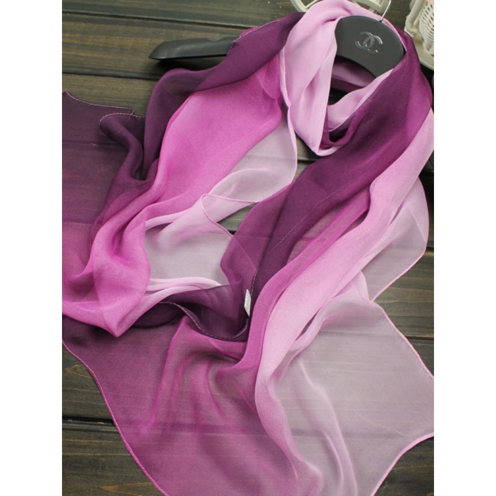 Georgette lenço de seda arco-íris gradiente cor cachecol dança outono inverno feminino Chiffon cachecol xale cor-bloquea