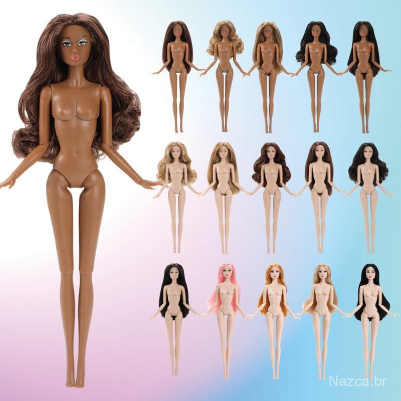 Boneca de 32cm, estilo europeu e americano, disponível em 3 tons de pele, brinquedo para meninas.