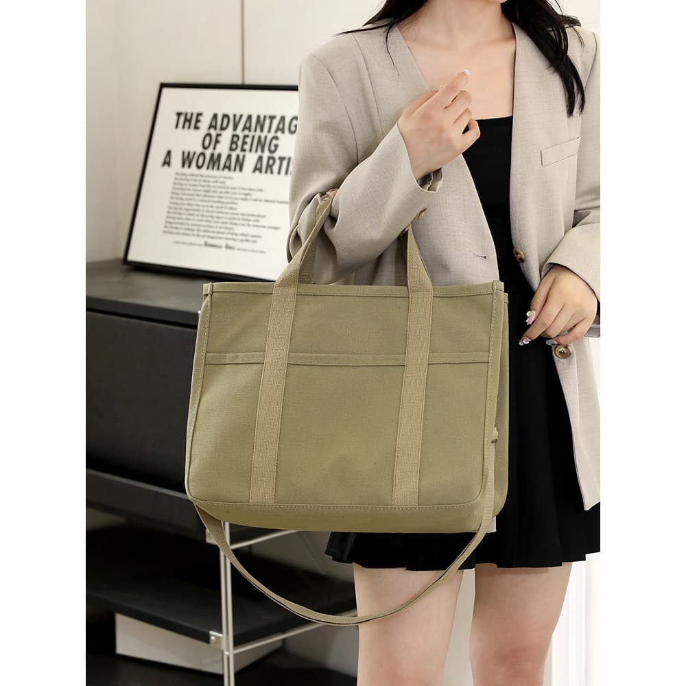 Pasta de computador de lona feminina 2025 novo estilo Multi-Purpose bolsa de armazenamento Commuter sacola de ombro saco