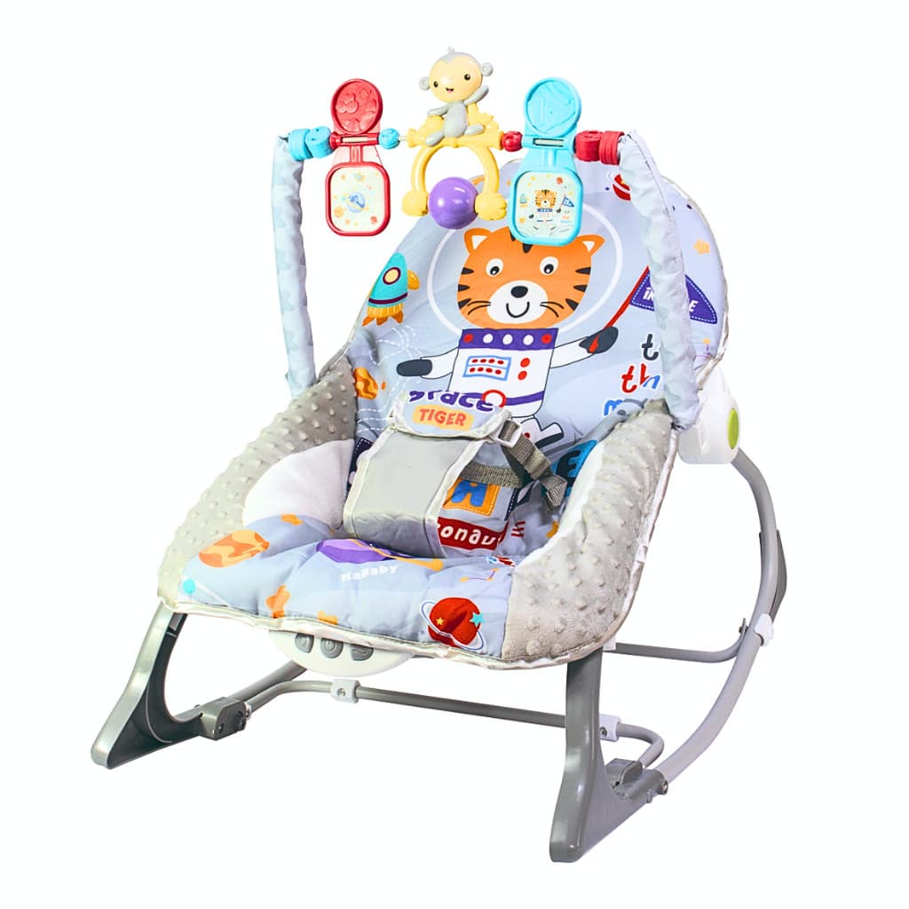 Cadeirinha Descanso Bebe Musical Balanço Com Mobile - Kababy / Cinza