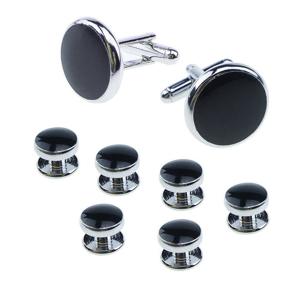 Conjunto de 8 Peças de Botões de Punho Daili para Camisa Francesa com Acabamento Redondo em Esmalte