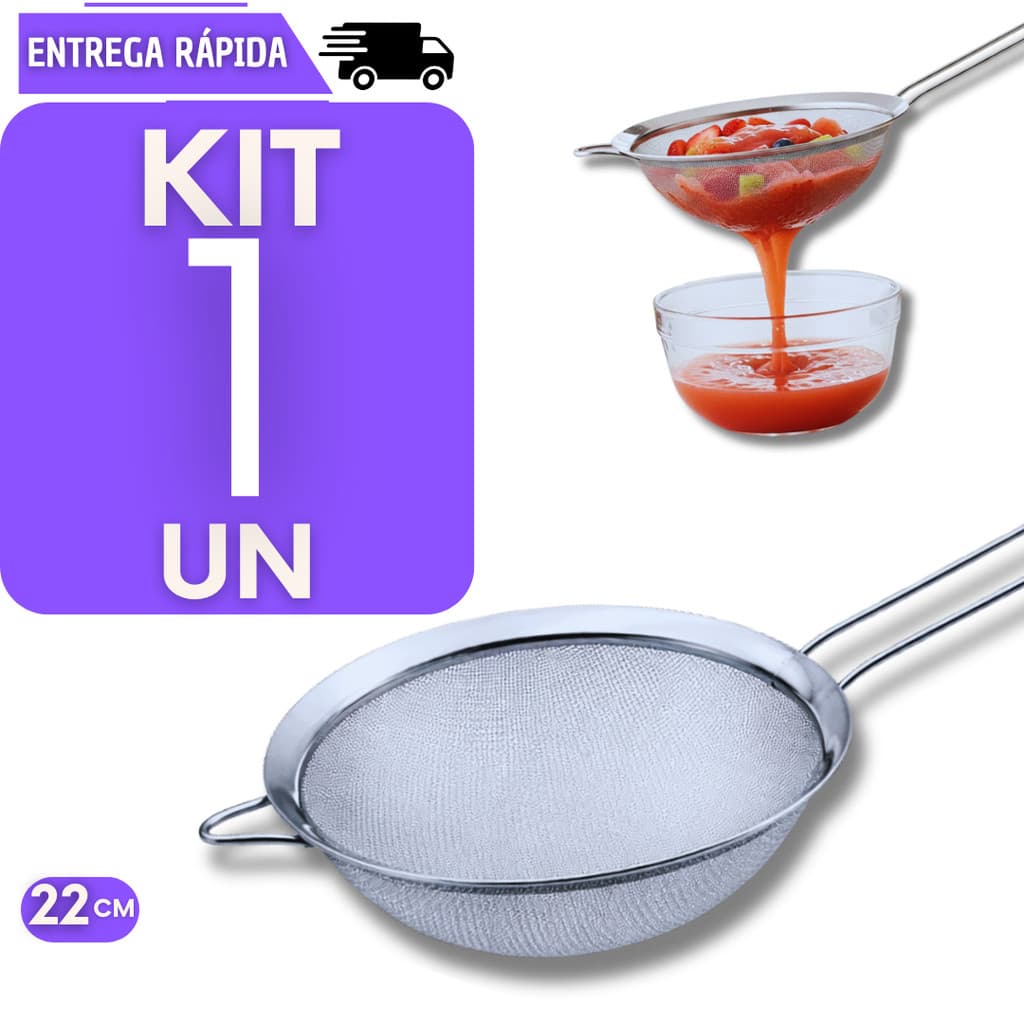 1 Peneiras Aço Inox Multiuso 10 16 22 cm Para Coador Alimentos Utensilios de Cozinha Peneira Inoxidavel