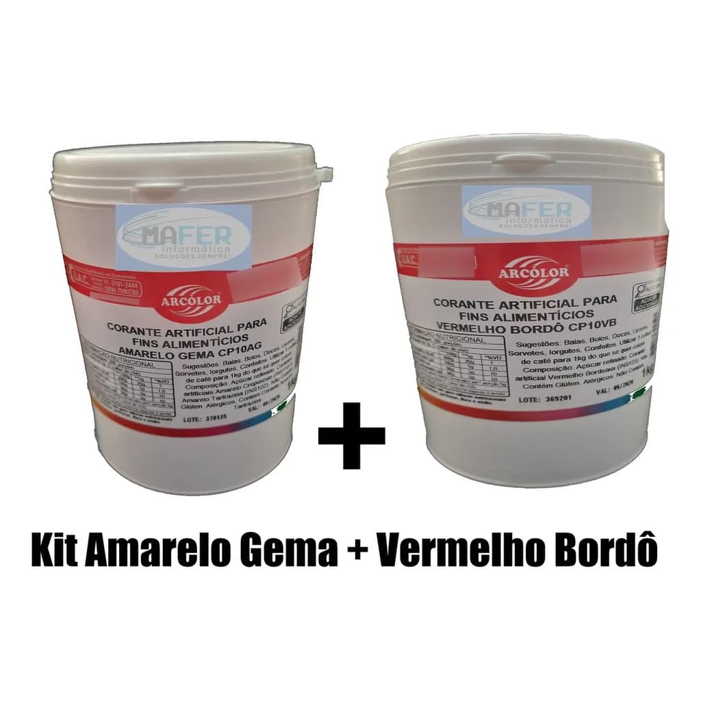 Kit 2 Corante Em Pó Kit Amarelo Gema + Vermelho Bordô