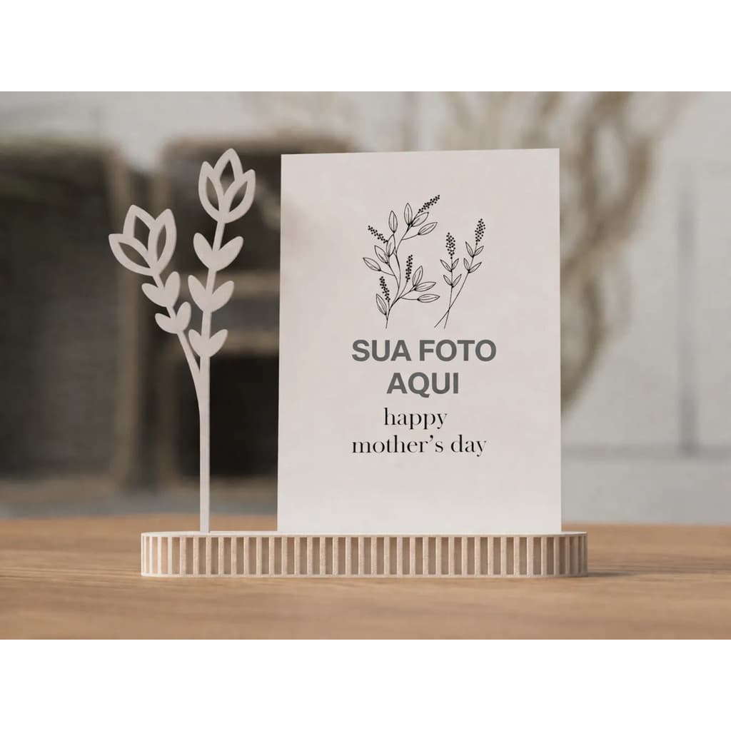 Porta Retrato Decorativo Suporte Fotos Flor Presente Criativo Dia Mães Mãe Lembrança Enfeite Moldura Mesa Decoração Sala