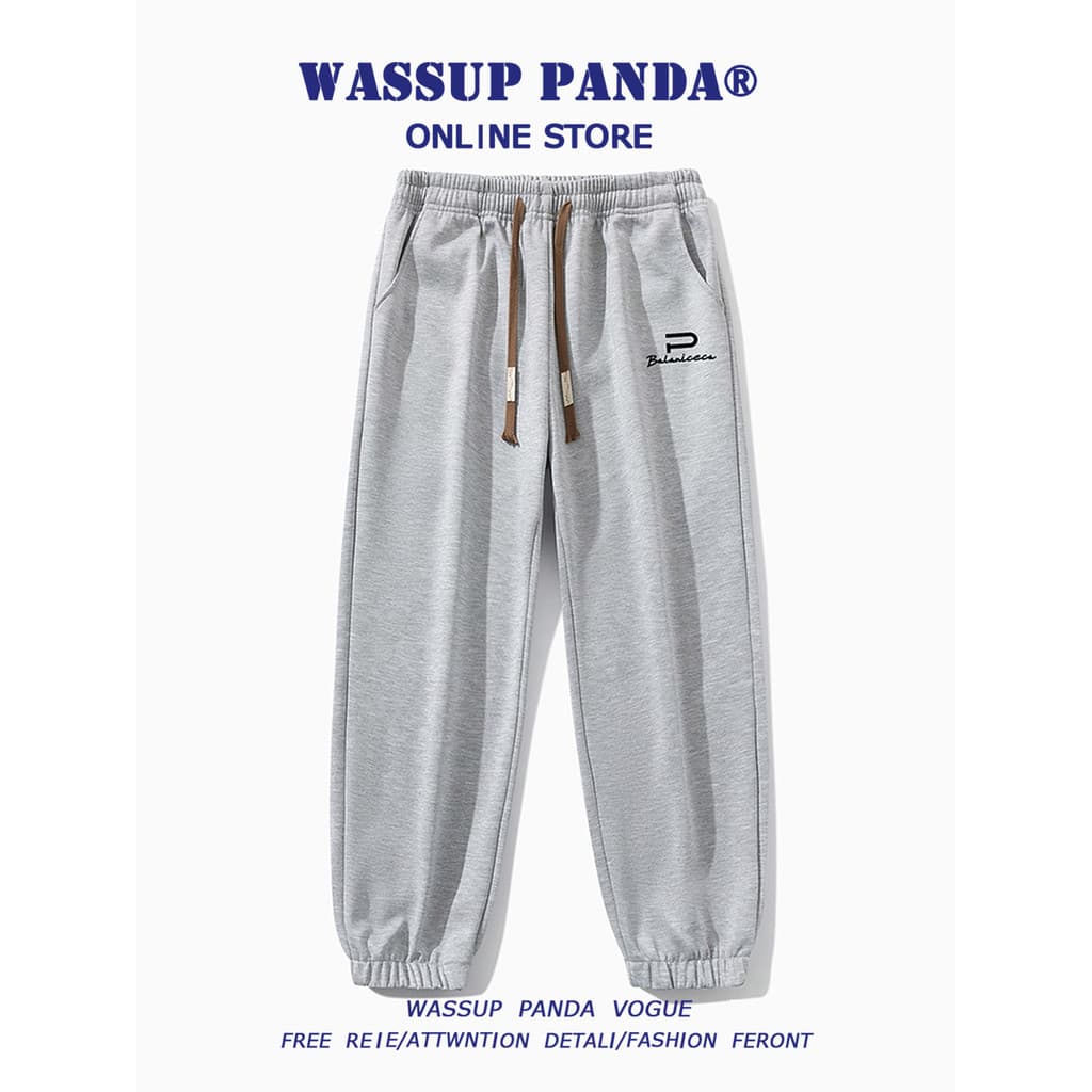WASSUP PANDA Calças casuais americanas masculinas verão Street Wear estilo fino solto reto All-Match calças esportivas