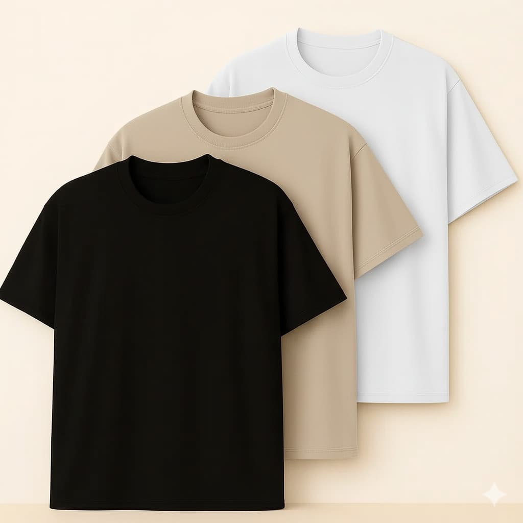 Kit 3 T-Shirts Algodão Natural – Maciez e Durabilidade