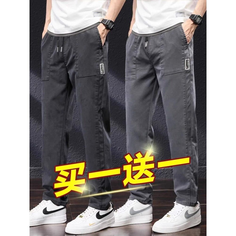Calças casuais masculinas verão Street Wear americano solto calças retas 2026 novo estilo preto All-Match estiramento ca