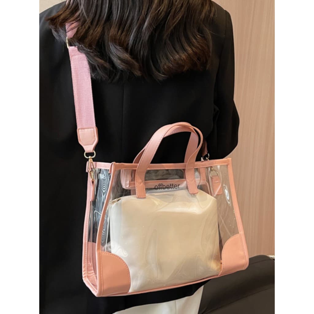 Bolsa transparente de grande capacidade feminina verão 2026 novo estilo Popular All-Match ins bolsa de ombro Tote geléia