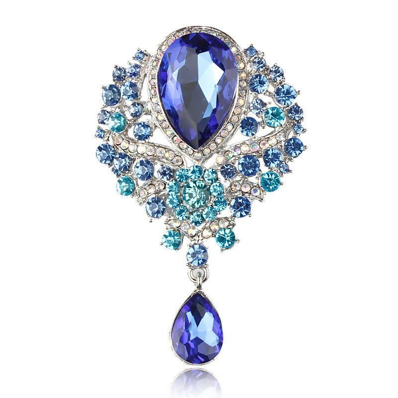 Novos broches de cristal da moda europeia e americana, alfinetes de liga com strass, broches coloridos com pingentes, ac