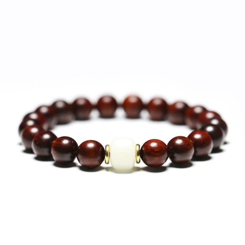 Joia de madeira de sândalo de 8mm com fio único, pulseira de jacarandá com folhas pequenas para mulheres, pulseira de co