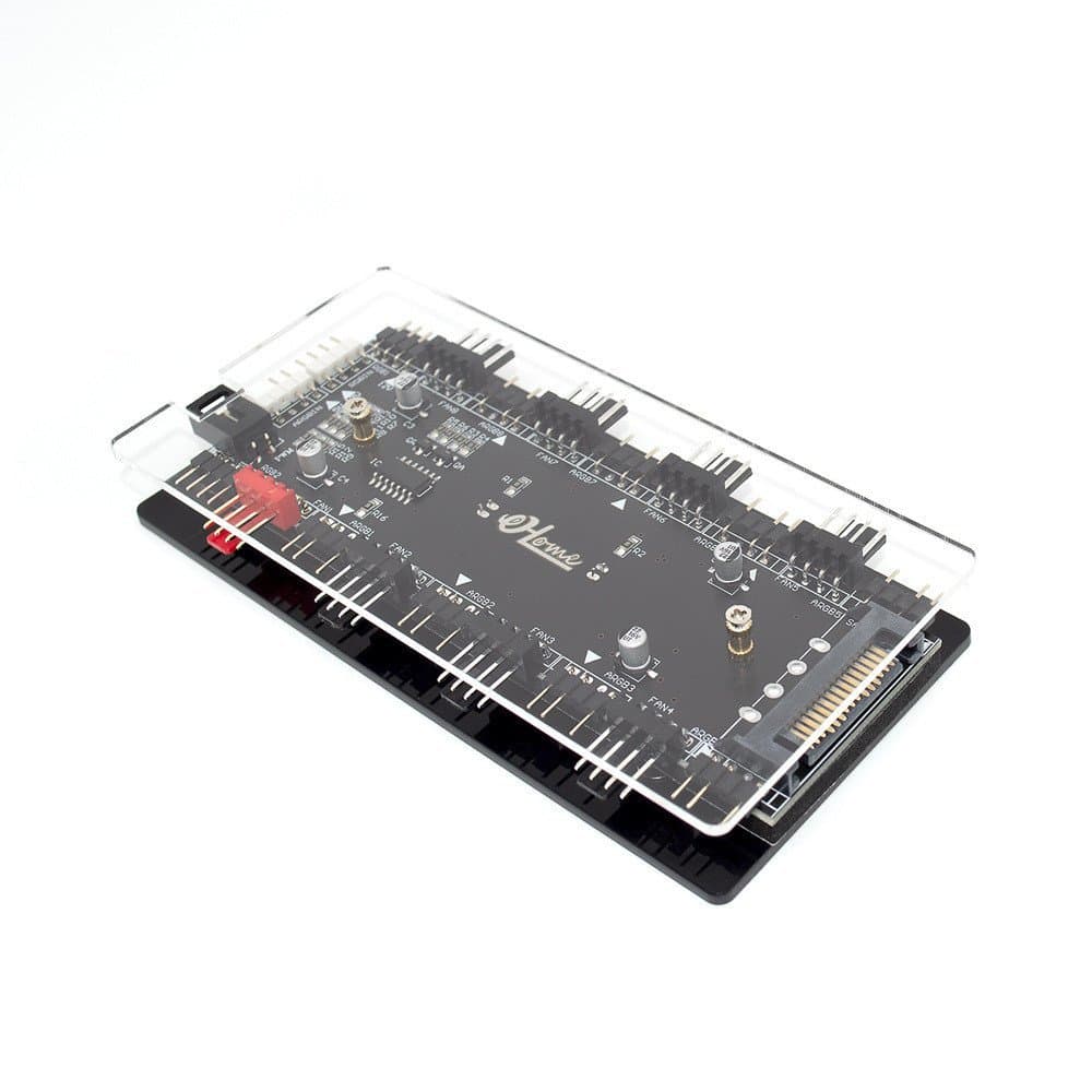 Adaptador Conversor Multifuncional para Hub de Ventiladores com Controle de Temperatura PWM RGB 12V e ARGB 5V para Compu