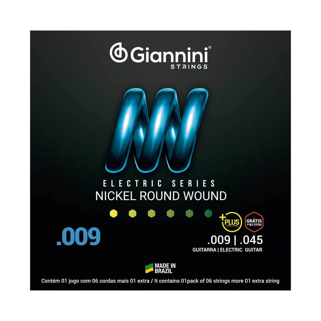 Encordoamento para Guitarra Giannini Nickel Round Wound Plus GEEGSTP9 (.009  .045)
