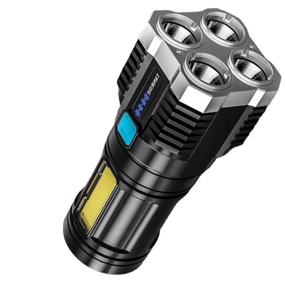 Lanterna com luz ultrabrilhante de quatro núcleos, recarregável, iluminação multifuncional para uso externo por forças e