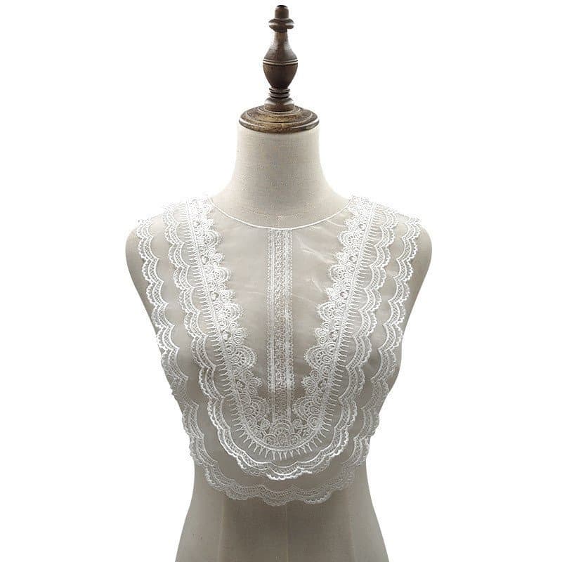 Gola estilo palaciano, gola bordada em organza, gola falsa bordada em seda de poliéster, corsage de renda, acessórios de
