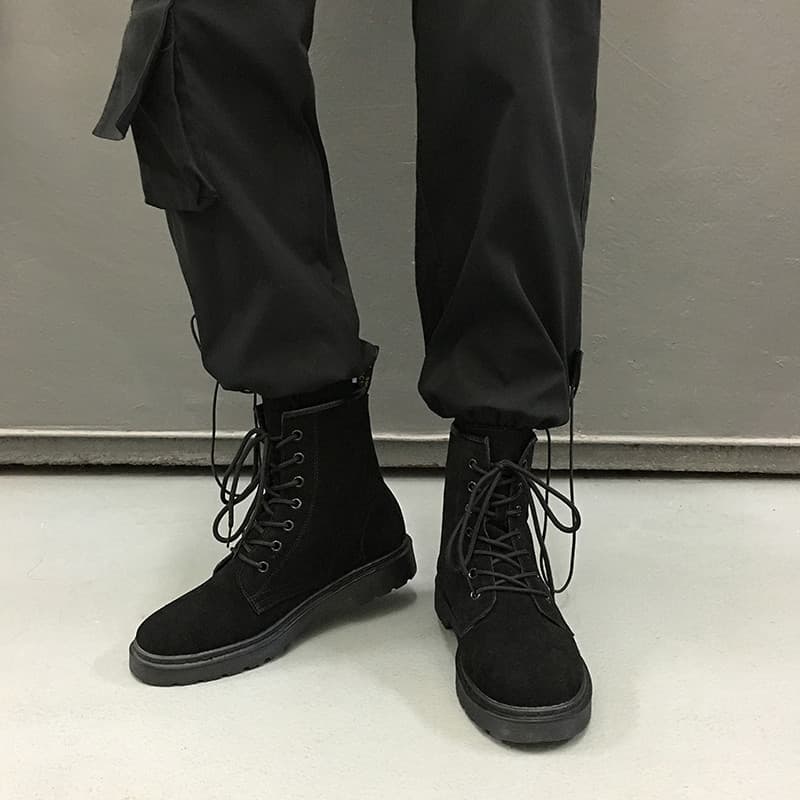 Genuíno couro genuíno preto Martin botas masculinas estilo britânico All-Match sapatos de alta qualidade primavera ins v