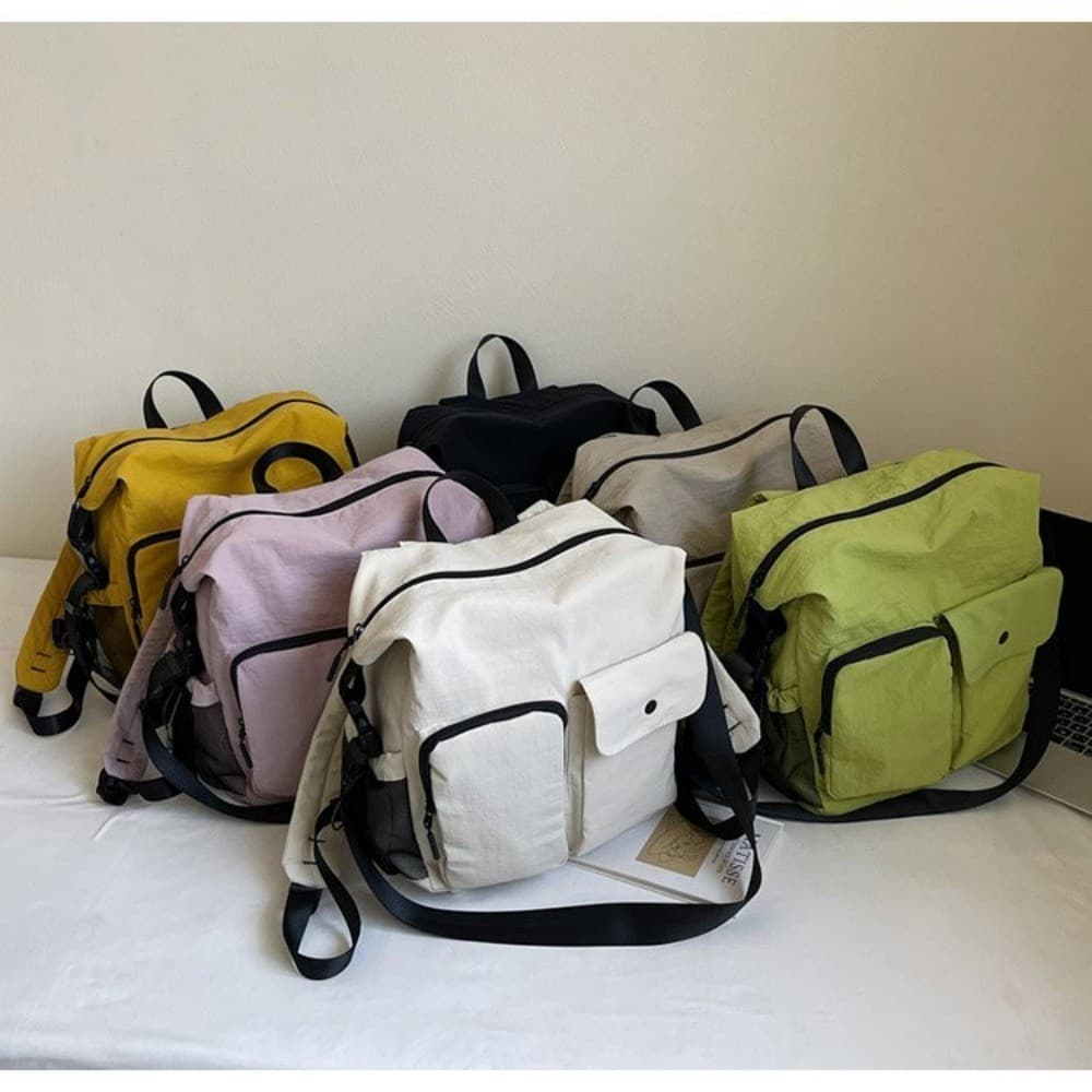 Mochila Feminina Nylon Multiuso Bolsa Tote Grande Capacidade Leve Resistente à Água para Escola Trabalho Viagem