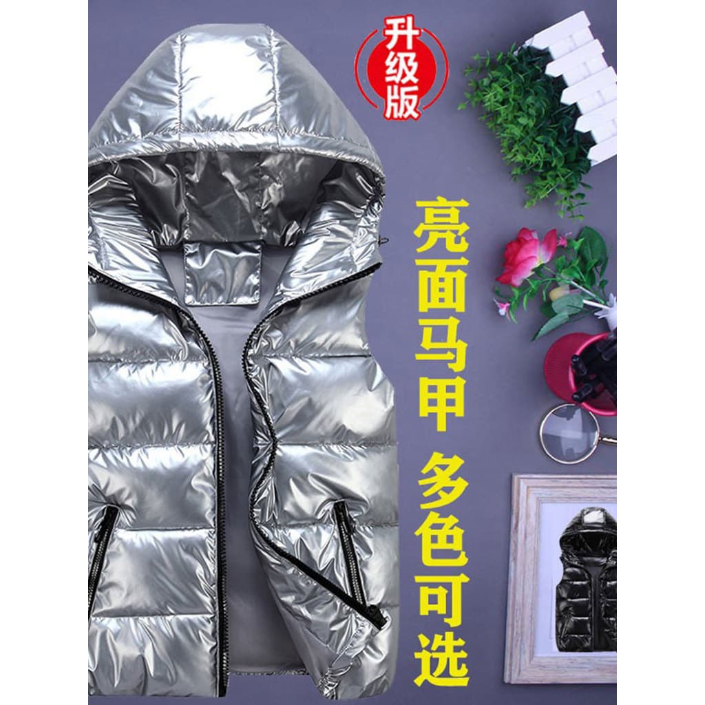 Outono inverno cor sólida brilhante colete masculino para baixo colete de algodão versão coreana na moda grosso colete c