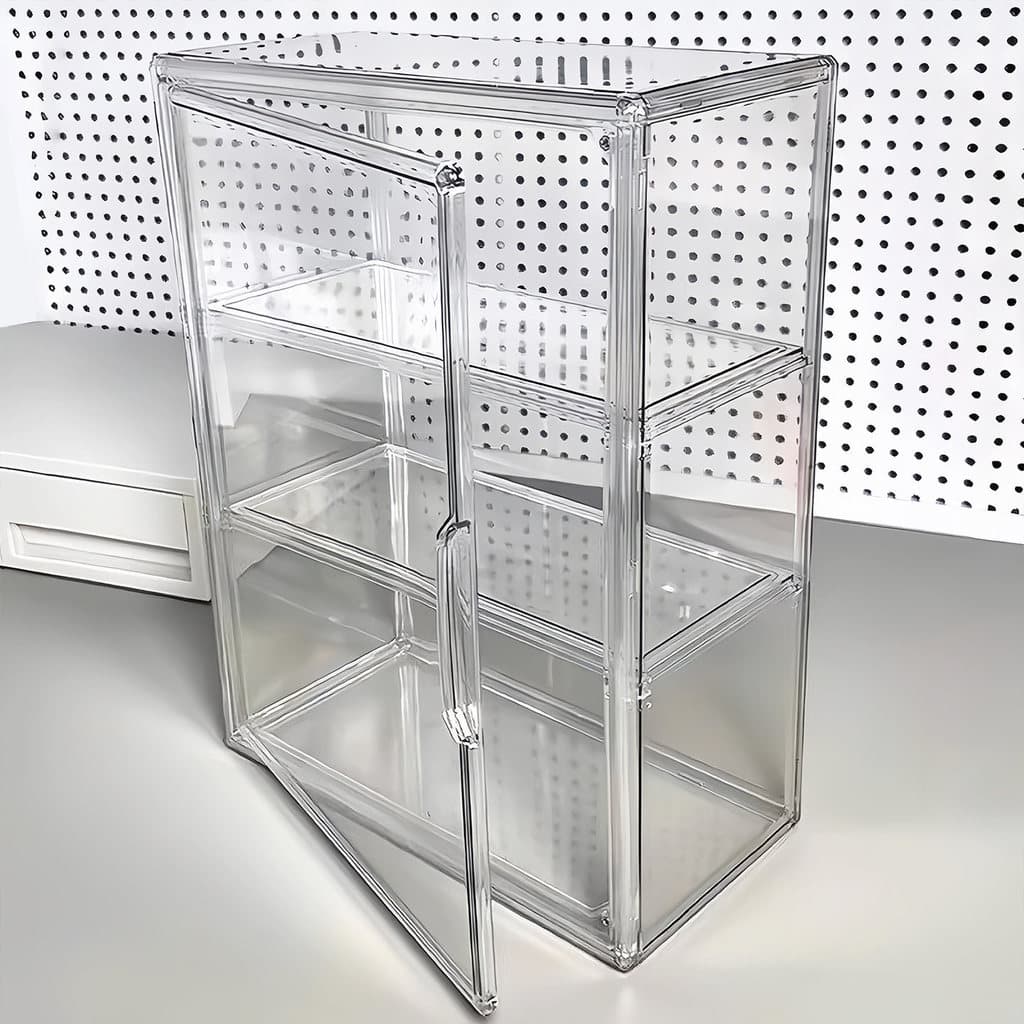 Caixa de armazenamento de mesa de acrílico transparente transparente Anti-poeira armário de exibição barra Chirp Rack de