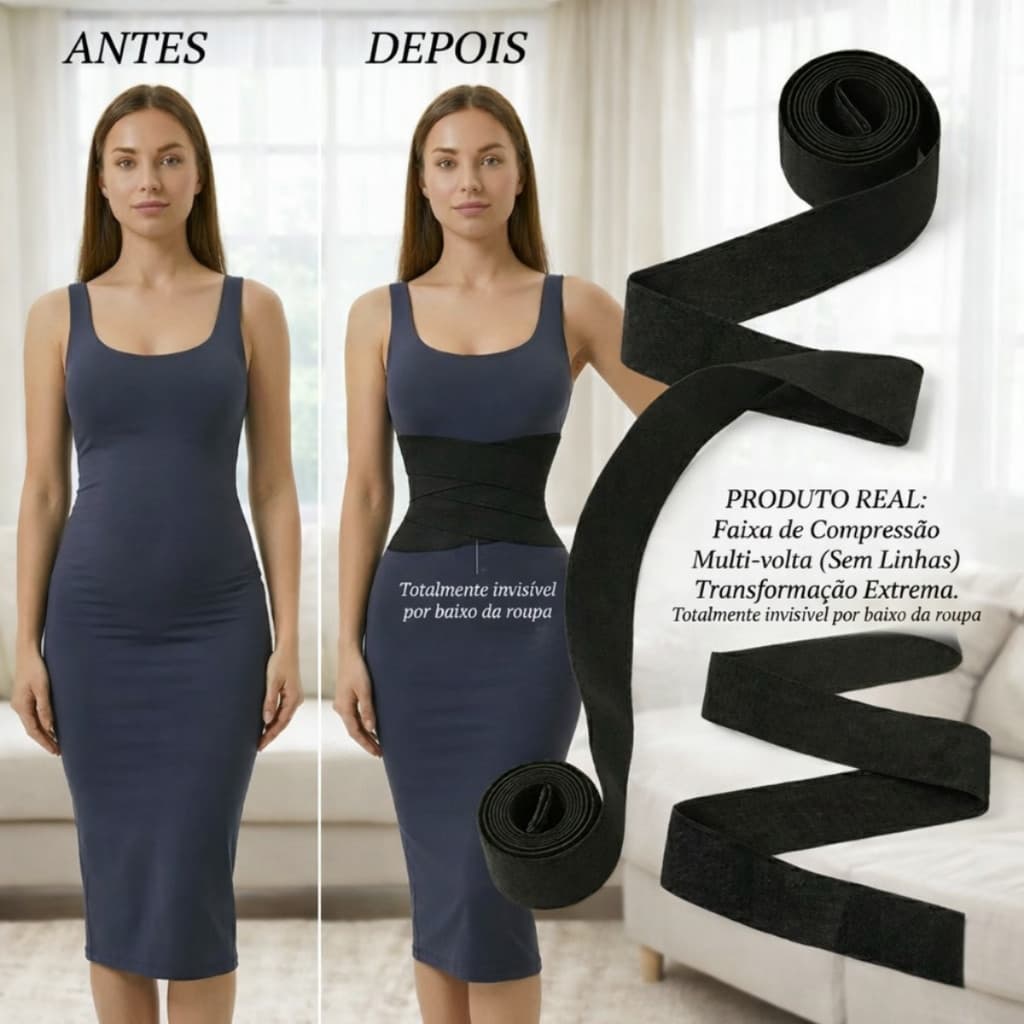 Cinta Modeladora Unissex 3M/5M – Ajuda na Sustentação da Lombar, Ajustável para Pós Parto – Preta M03/M04