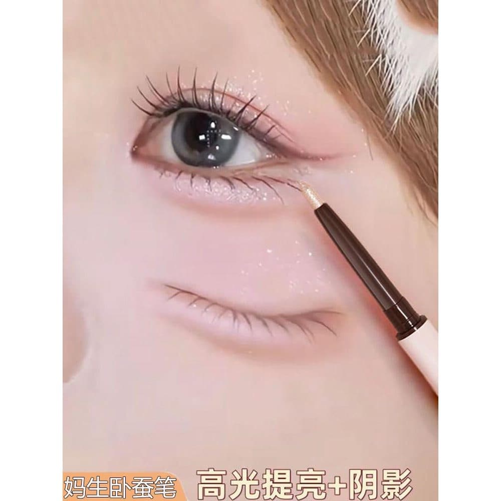 Caneta de bicho-da-seda de duas cabeças One Stroke Mother Natural Tridimensional Deitado Silkworm Matte Pearl Shadow Con