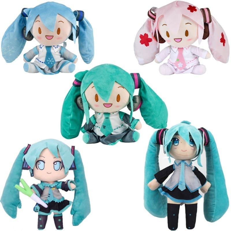 JAMXUN Boneca de Pelúcia Hatsune Miku de 20-29cm, Anime Kawaii, Brinquedos Fofos e Legais, Decoração de Quarto, Carro, M