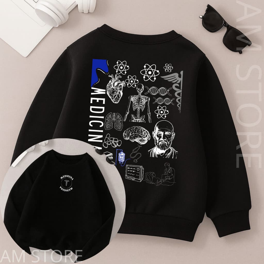 moletom careca blusa de frio gola careca estampada curso faculdade profissão medicina