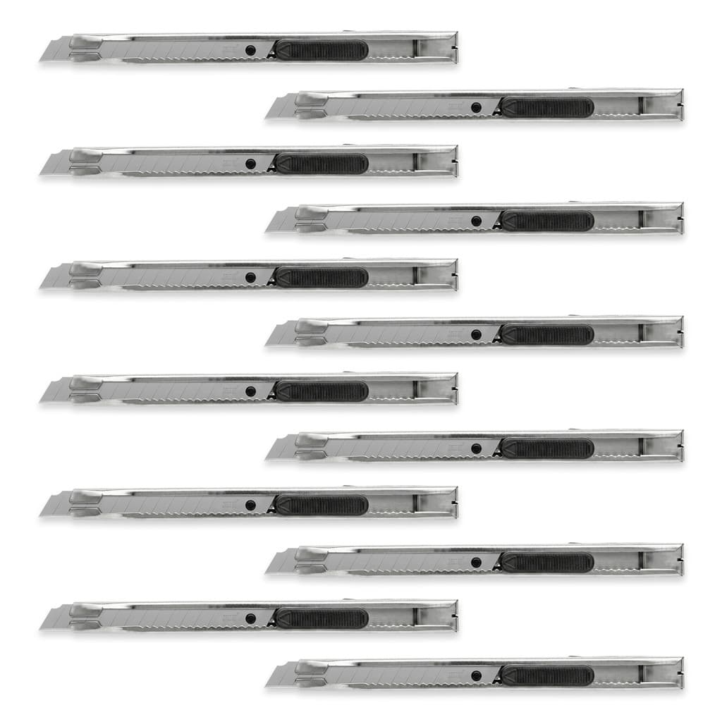 Estilete P-250 Seller Profissional Metálico com Trava Automática Lâmina 9mm - Kit com 12
