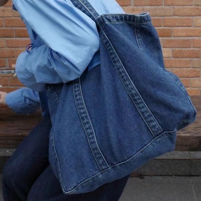 Bolsa De Ombro Jeans Tulipa Retrô – Portátil Estilo Siri Para Mulheres
