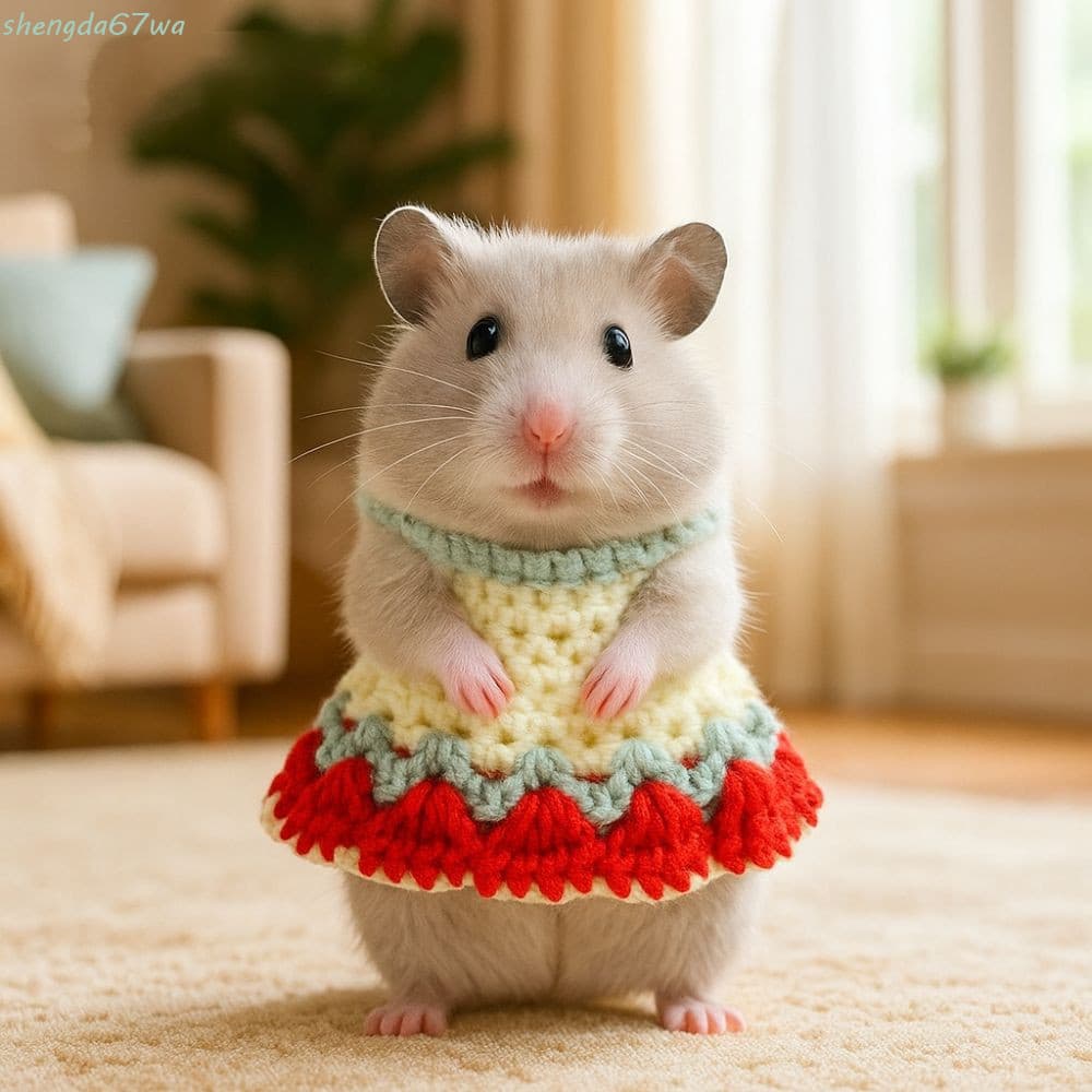 Saia de Malha para Hamster Shenda, Suéter Macio e Quente Adequado para Pequenos Animais de Estimação, Vestido Macio Feit
