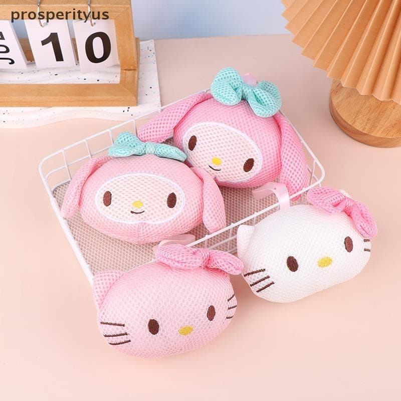 [prosperityus] Sanrio Hello Kitty Escova De Banho Cartoon Anime Bolas De Esponja Malha Macia Escovas De Limpeza Corporal
