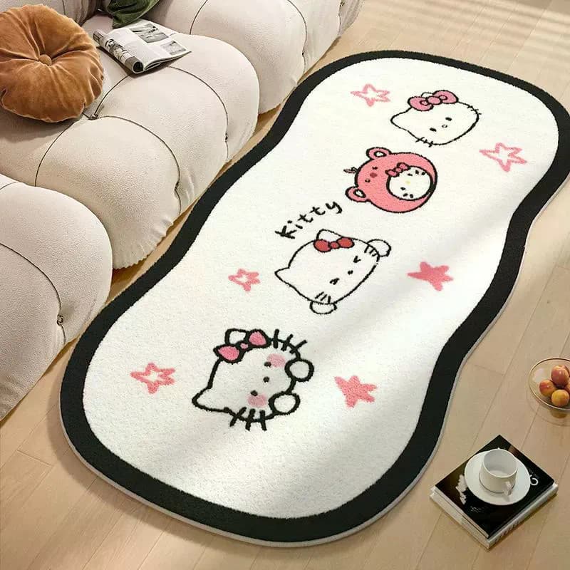 Tapete De Desenho Animado Rosa Hello Kitty-Infantil Fofo Para Sofá De Sala De Estar , Cabeceira De Quarto De Princesa ,