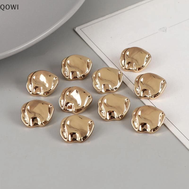 qo 10 Peças Botões Em Formato Irregular , Lindos De Haste De Metal Dourados/Prateados , Artesanato Diy , Acessórios De C