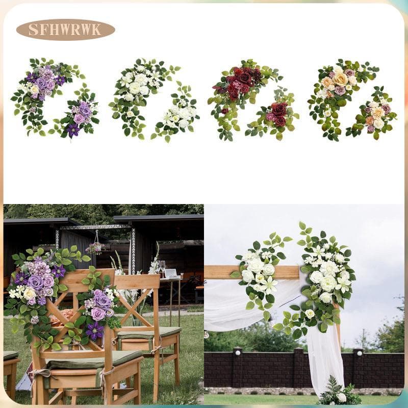 [Fhwrwk] 2 Conjuntos De Flores Em Arco De Casamento , Arranjos Artificiais , Decorações Decorativas Para Parede De Casa