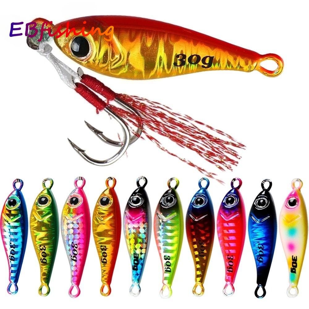 Isca De Pesca 20g/30g/40g/60g Iscas Em Mar Profundo Artificiais De Jigging Lento Com Gancho De Peixe Duplo Braçadeira Le
