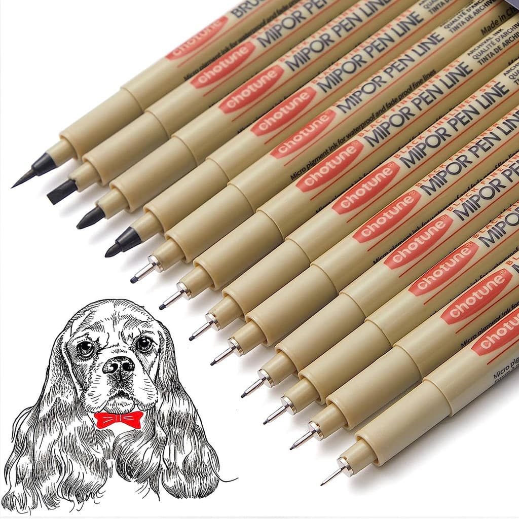 12 Conjunto de Canetas de Linha com Gancho à Prova d'Água para Esboço e Desenho, Material Escolar