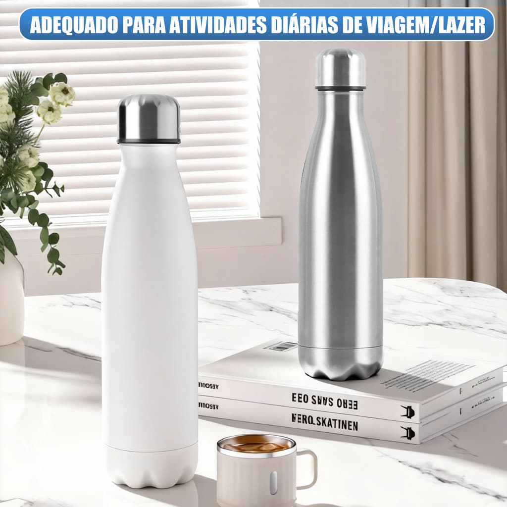 Garrafa Térmico Inox a Vácuo Resistente Squeeze Suco Chá Academia 750ml copo