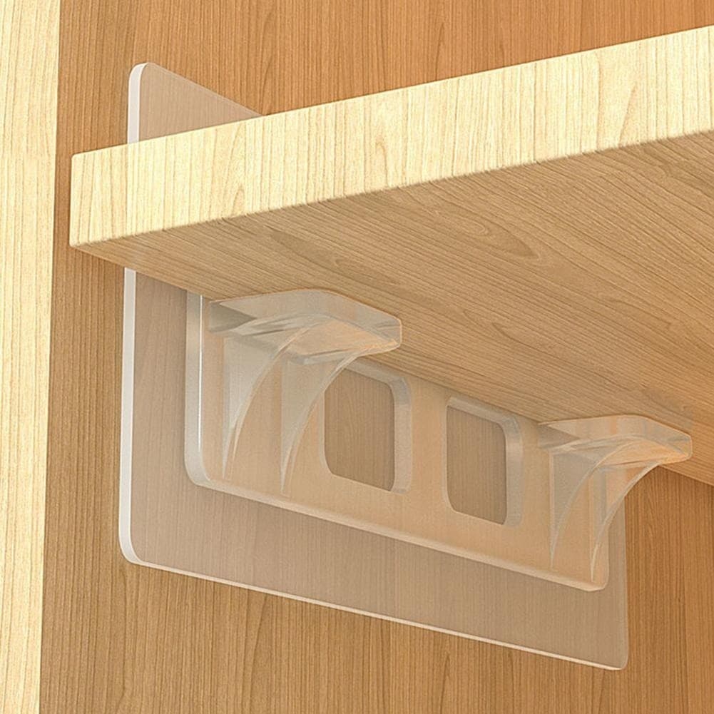 Suporte para Prateleira Kit Autoadesivo Transparente Sem Perfuração Furos Casa Armários de Parede WL-2615