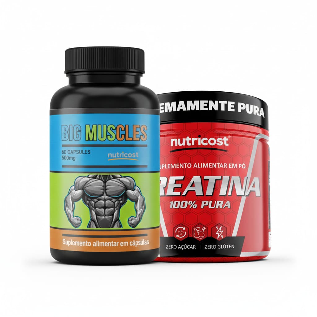Kit Creatina Nutricost Red + Big Muscle 60 Caps + Força e Resistência