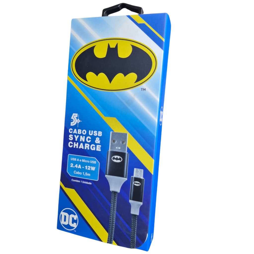 Cabo Carregador USB A para MICRO USB 12W Liga da Justiça DC